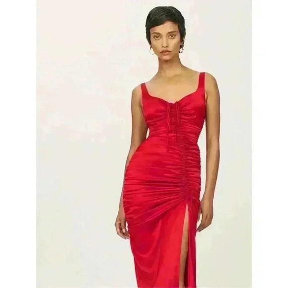 New Reformation Smithfield Dress Red Size 4 Retaiks $795 - Picture 2 of 5